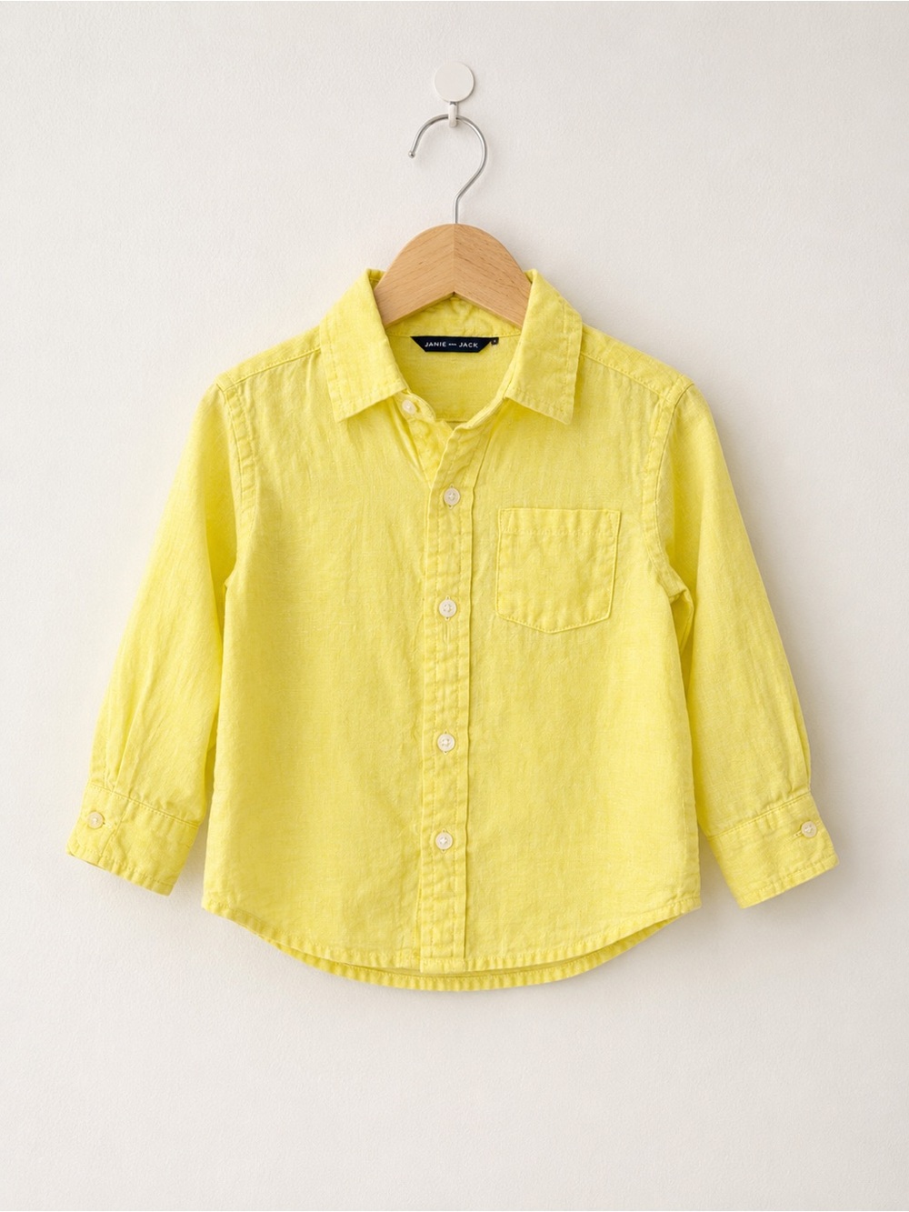 anie and Jack 100% Linen Button Front Shirt Yellow Toddler Size 2T Long Sleeve